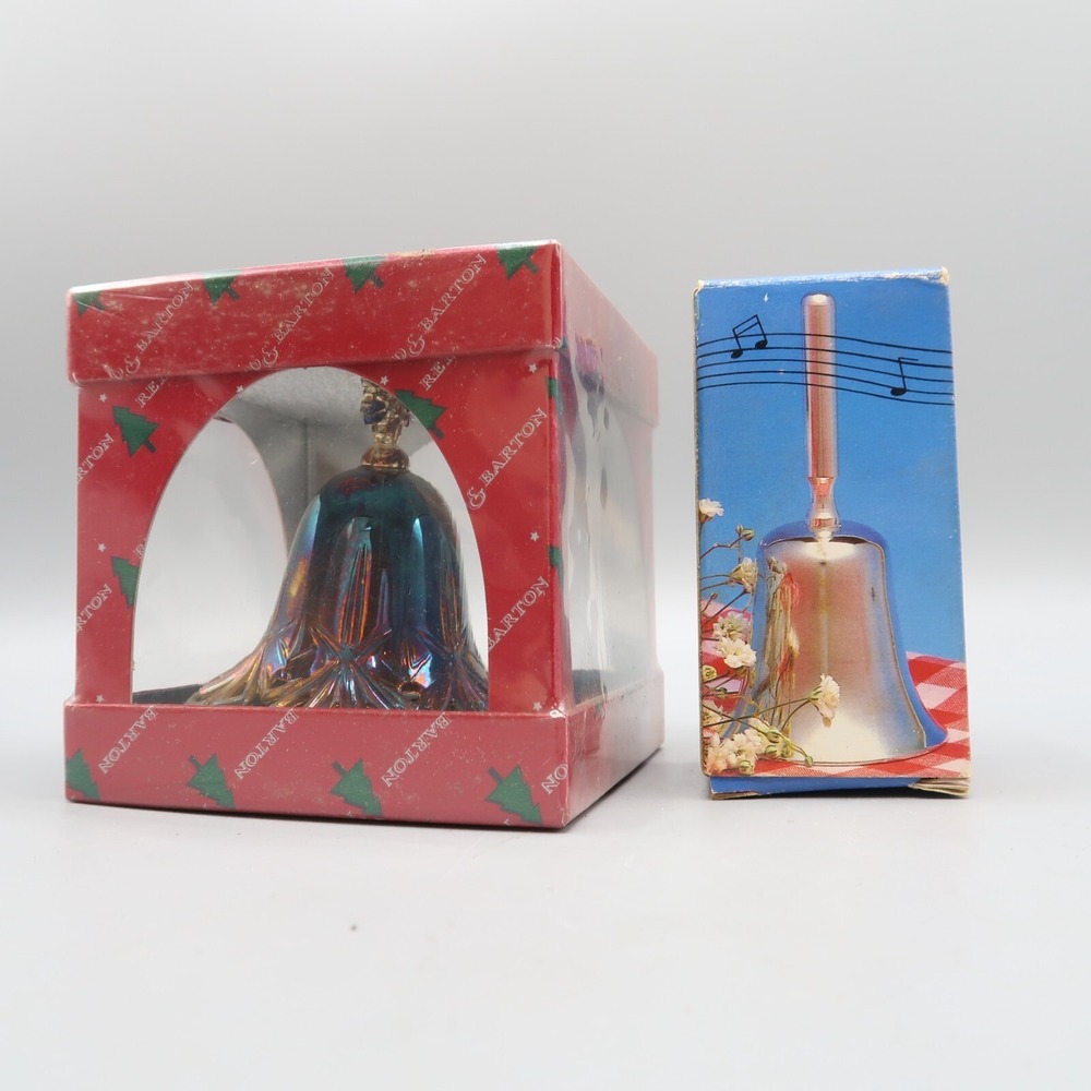 2 Vintage Silver Plated Bell 4" Lot of 2 Holiday in original boxes